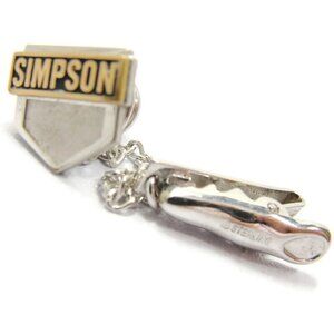 10K Simpson on 1/10 10KGF Neck Tie Tack Pin Connected by Chain with 925 Tie Clip